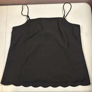 Women's J.CREW Black Scalloped Camisole Top Size 10 Adjustable Straps NWT